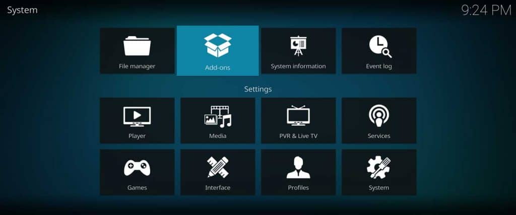 kodi package manager add-ons browser