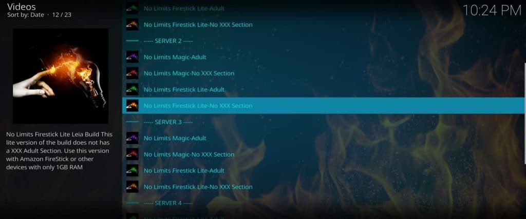 no limits firestick lite build within installation wizard